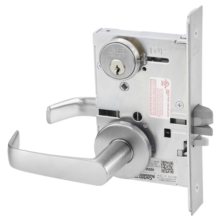 Classroom Mortise Lock, NS Lever, A Rose, Satin Chrome